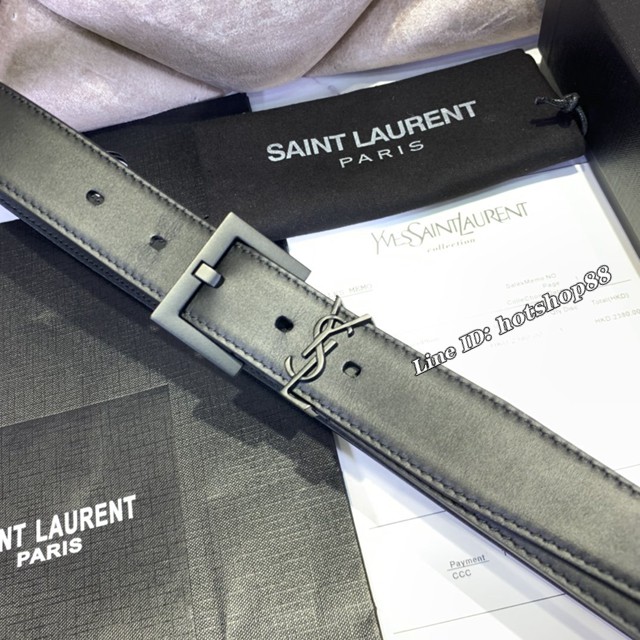 Saint Laurent女士皮帶 聖羅蘭金扣小牛皮腰帶  jjp1758